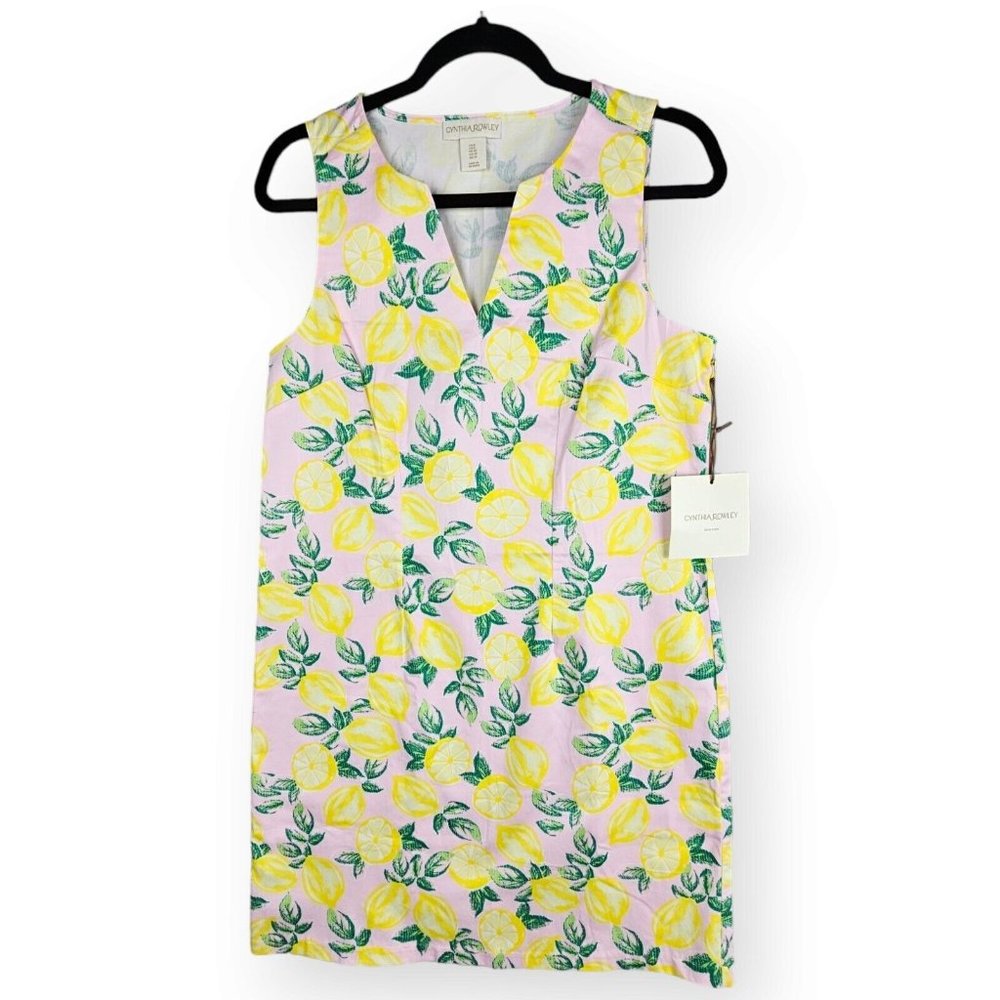 Cynthia Rowley Women's Size 6 All Over Lemon Print Straight Fit Sleeveless Dress